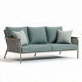 Canapé d'extérieur en aluminium et tissu résistant 185 x 85 x 70cm avec coussins décoratifs bleu clair