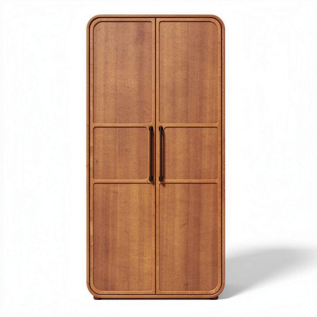 Armoire en bois de chêne marron avec poignées en métal dimensions 90 x 45 x 180cm