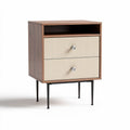 Table de chevet en bois avec tiroirs en plastique beige 50 x 40 x 60cm