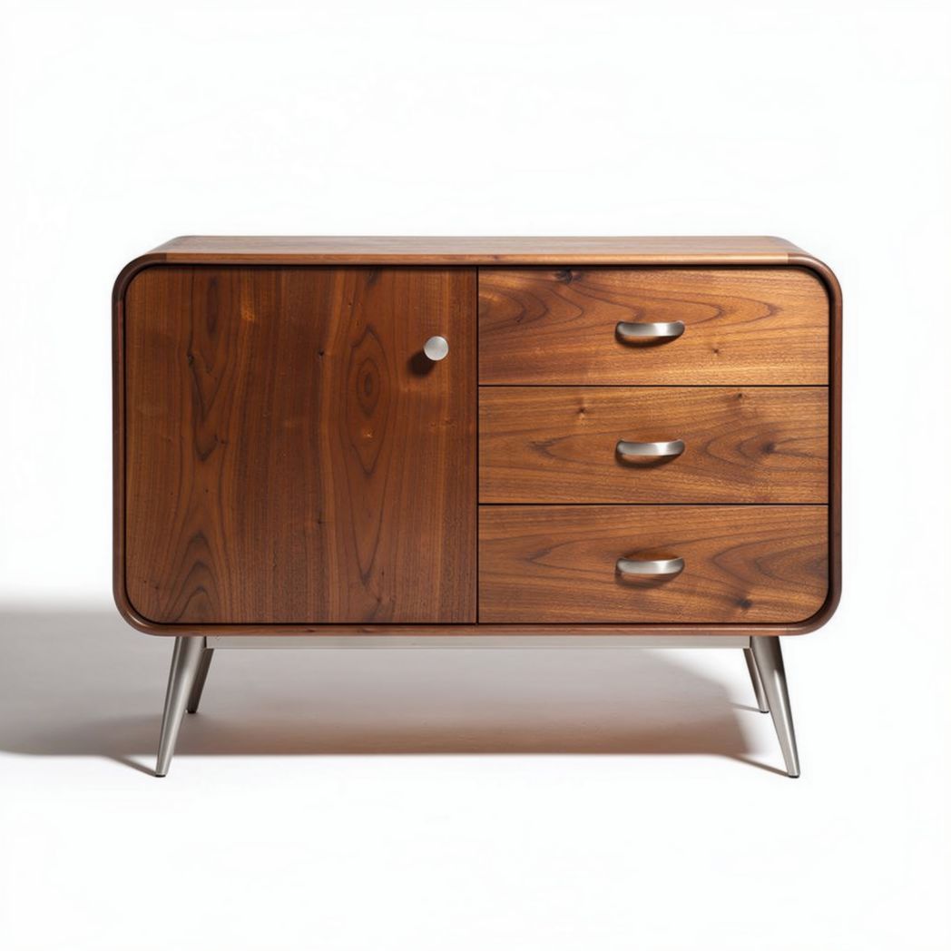 Buffet en bois de noyer avec 3 tiroirs et une porte dimensions 80 x 40 x 70cm