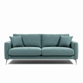 Canapé deux places en tissu vert clair 180 x 85 x 80cm avec coussins assortis