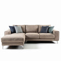 Canapé d'angle en tissu beige avec coussins décoratifs 220 x 90 x 85cm