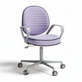 Chaise de bureau pivotante en tissu violet avec accoudoirs et roulettes