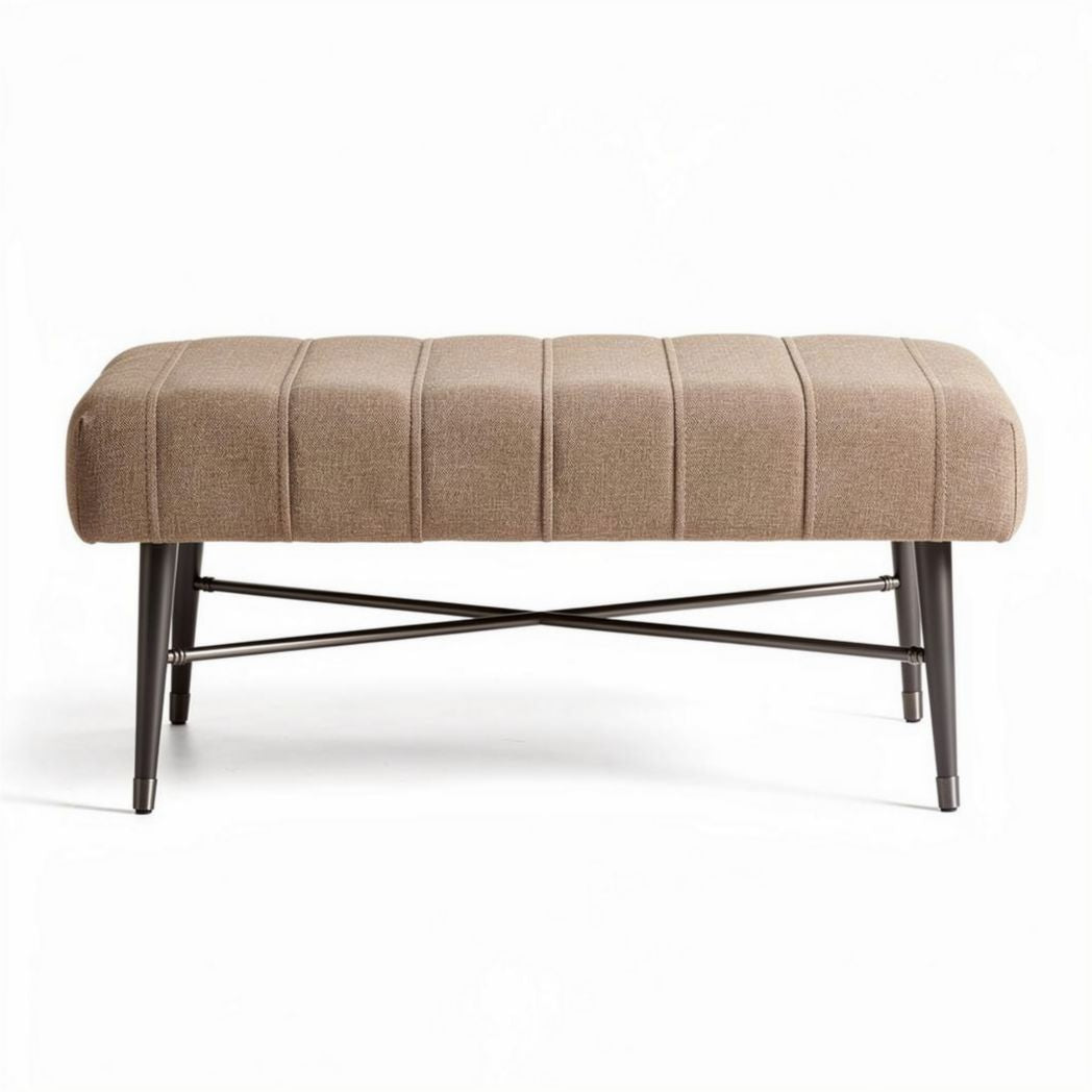 Ottoman en tissu beige avec structure en métal dimensions 100 x 40 x 45cm