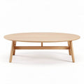 Table basse ovale en bois clair dimensions 120 x 60 x 40cm pour salons