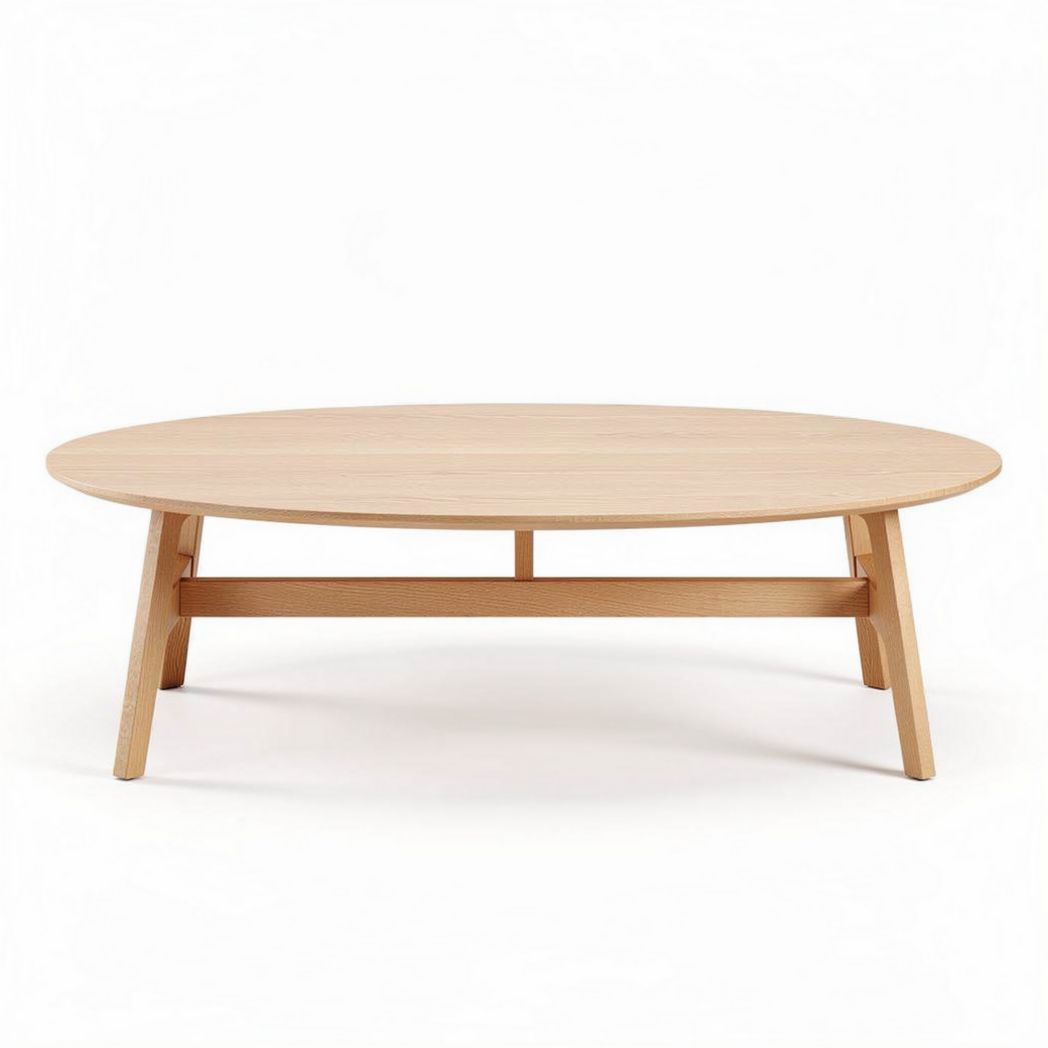 Table basse ovale en bois clair dimensions 120 x 60 x 40cm pour salons