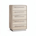 Commode en bois de chêne à cinq tiroirs finition blanche 60 x 40 x 100cm