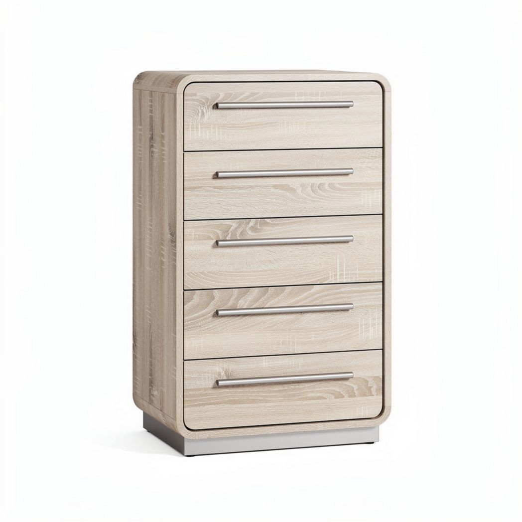 Commode en bois de chêne à cinq tiroirs finition blanche 60 x 40 x 100cm