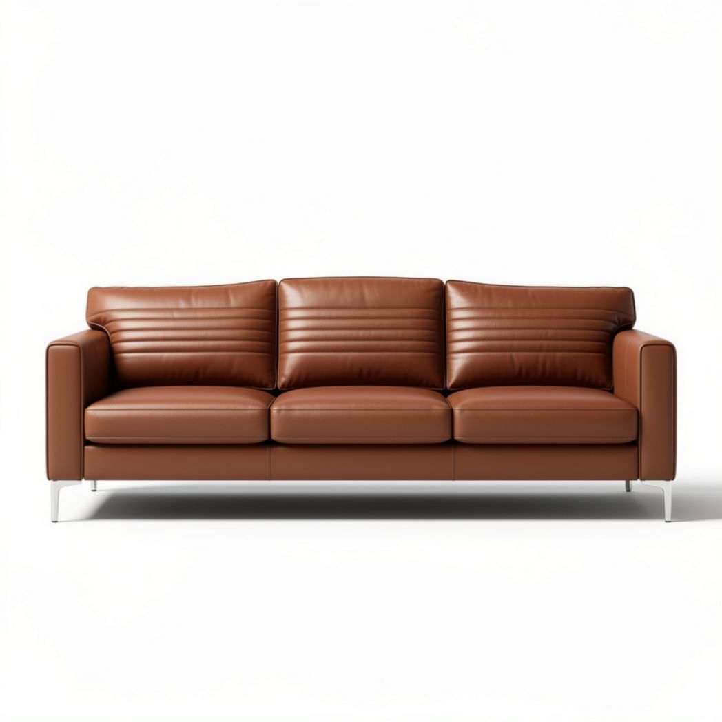 Canapé en cuir brun 200 x 90 x 85 cm pour salon contemporain