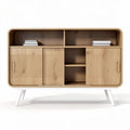 Meuble de rangement en bois clair avec portes coulissantes 120 x 40 x 80cm